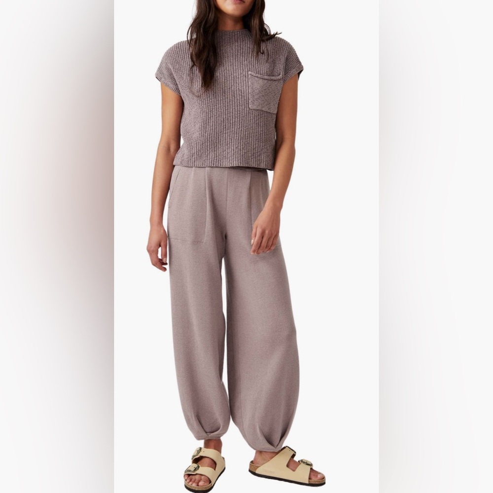 Free People Free-ya Short Sleeve Sweater and Pants Set- size Large